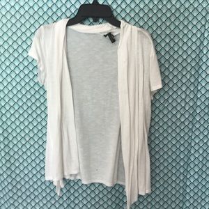 White children’s t-shirt sleeve cardigan